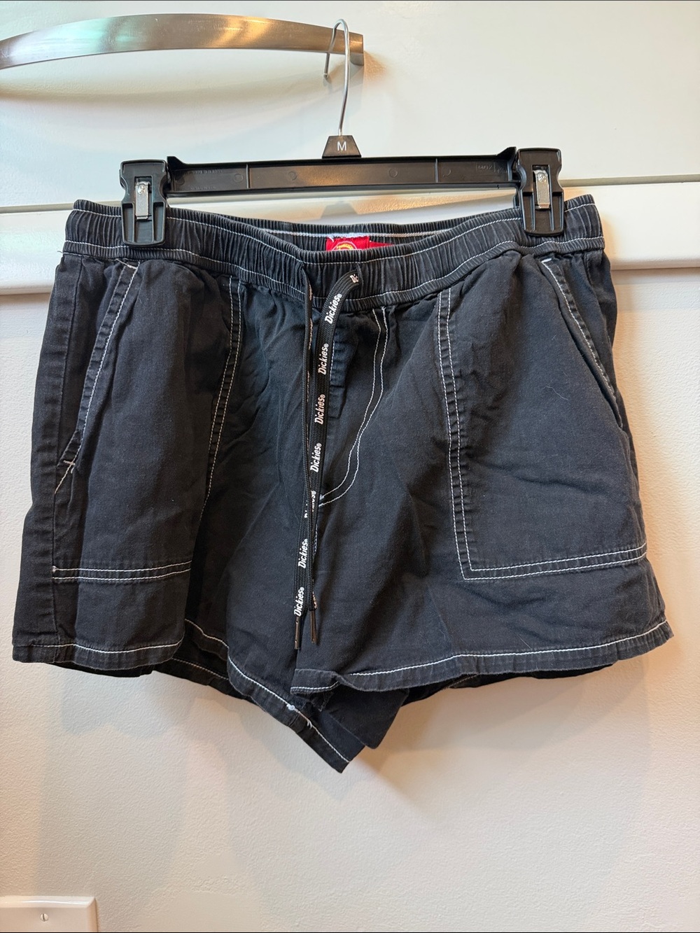 Dickies Black Athletic Drawstring Shorts with Contrast Stitching